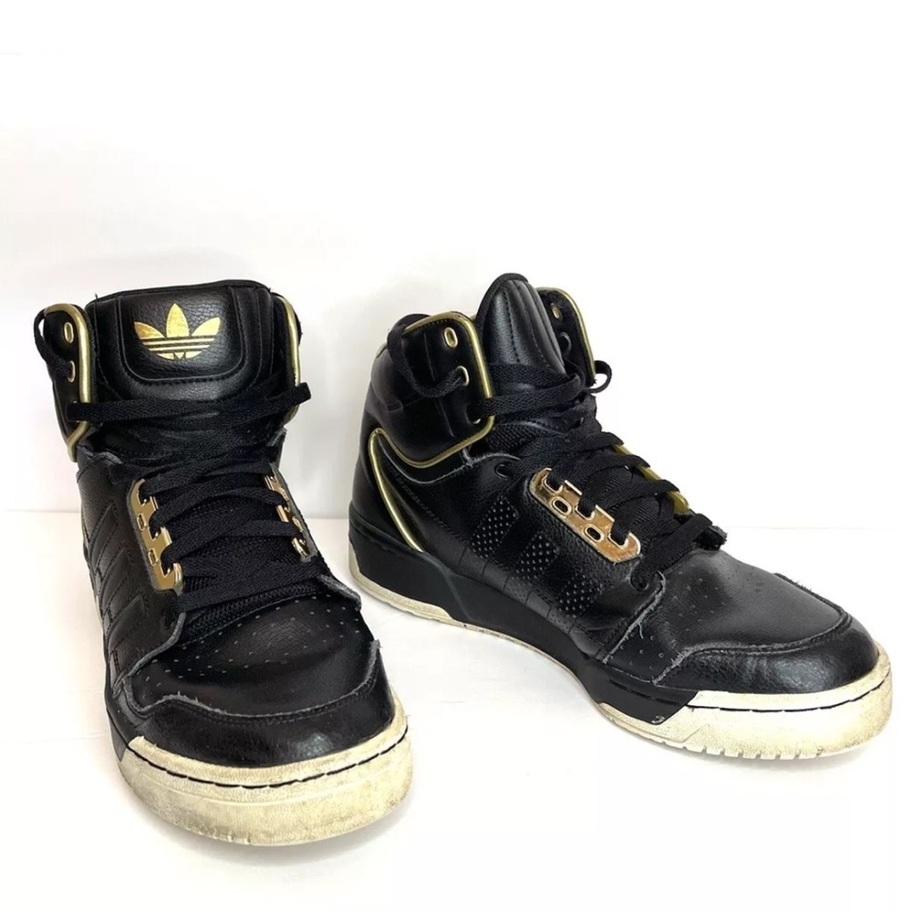 Adidas Mens 10 Conductor AR Sneakers Black Gold Basketball Shoes G99951 004001 - Picture 1 of 12